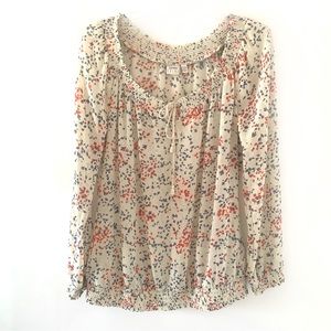 Esprit Peasant Boho Sheer Tie Neck Blouse/Top Sz M